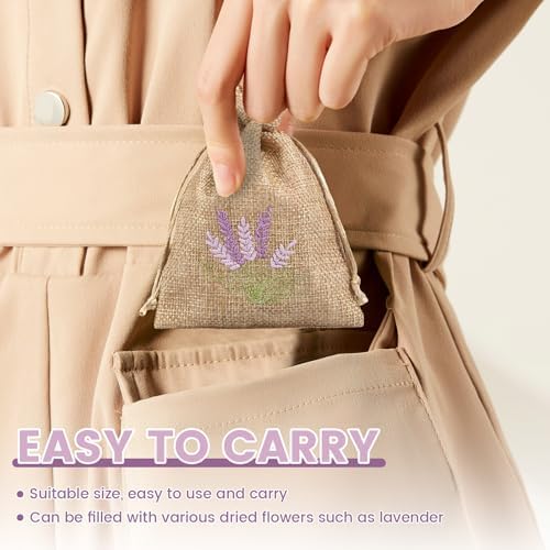 Lavender Pattern Drawstring Sachet Bags for Gifts and Crafts