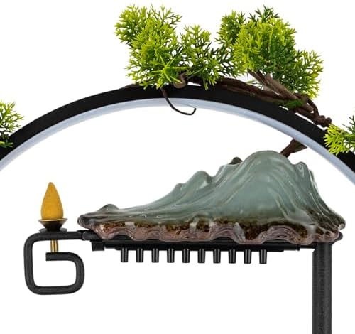 Indoor Tabletop Fountain with People Statue and LED Light