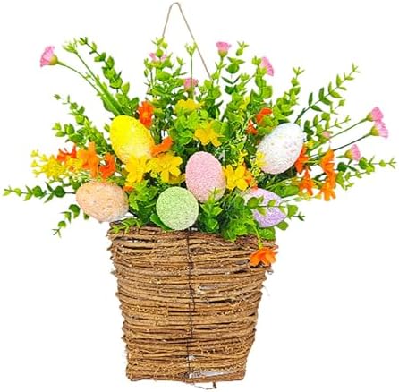 Spring Door Wreath with Wildflowers and Easter Eggs