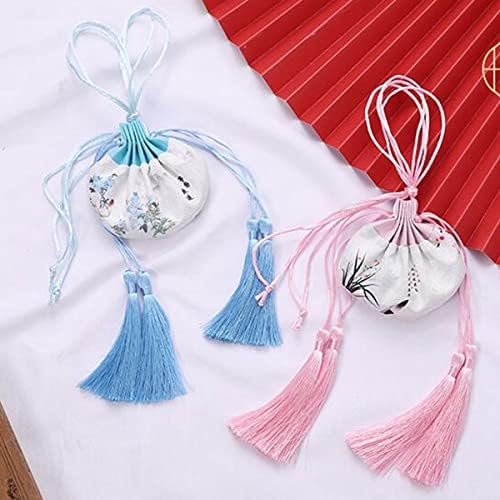 6 Pcs Chinese Silk Brocade Coin Bags with Drawstring Pouches