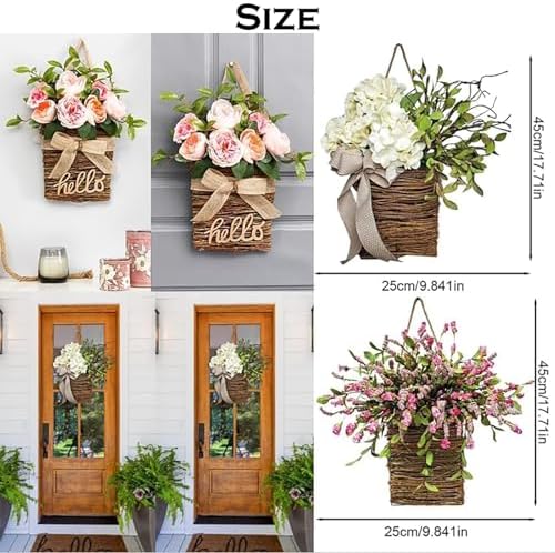 Cream Hydrangea Door Wreath with Wildflowers