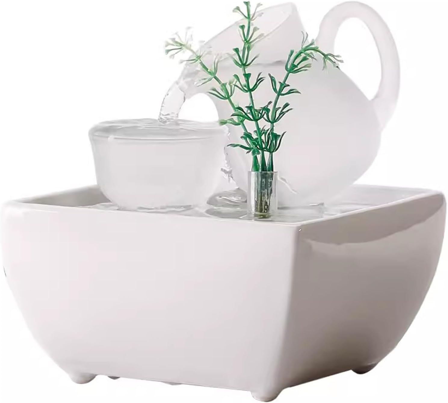 QETGISLL Indoor Tabletop Water Fountain with Calla Lily Design
