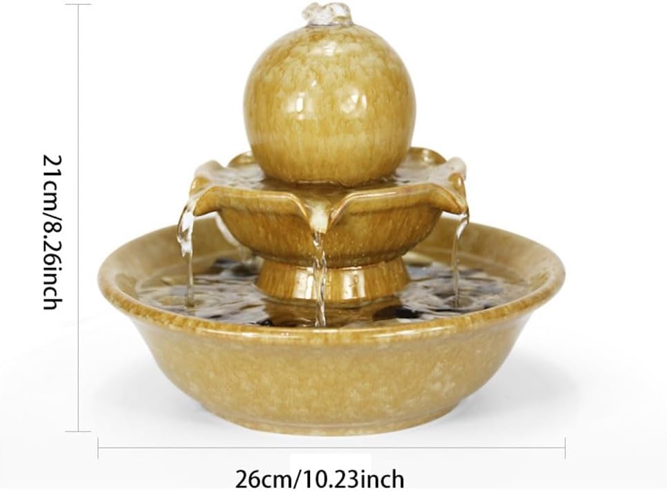 Modern Ceramic Tabletop Fountain for Home Office and Living Room