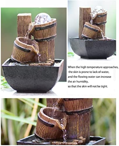 BIOMICE Tabletop Water Fountain with Lights and Cascading Waterfall for Home Office Desk Relaxation