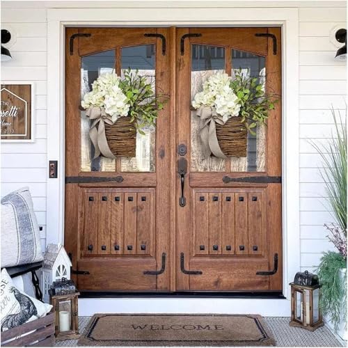 Manutox Cream Hydrangea Door Wreath Basket Decor