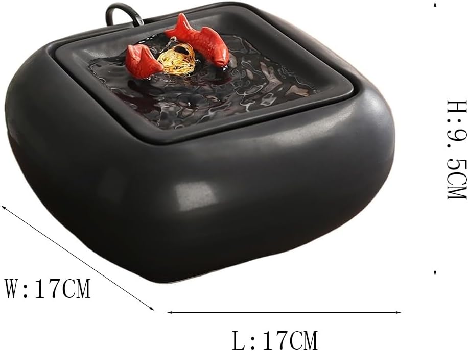 White Tabletop Ceramic Water Fountain with Goldfish