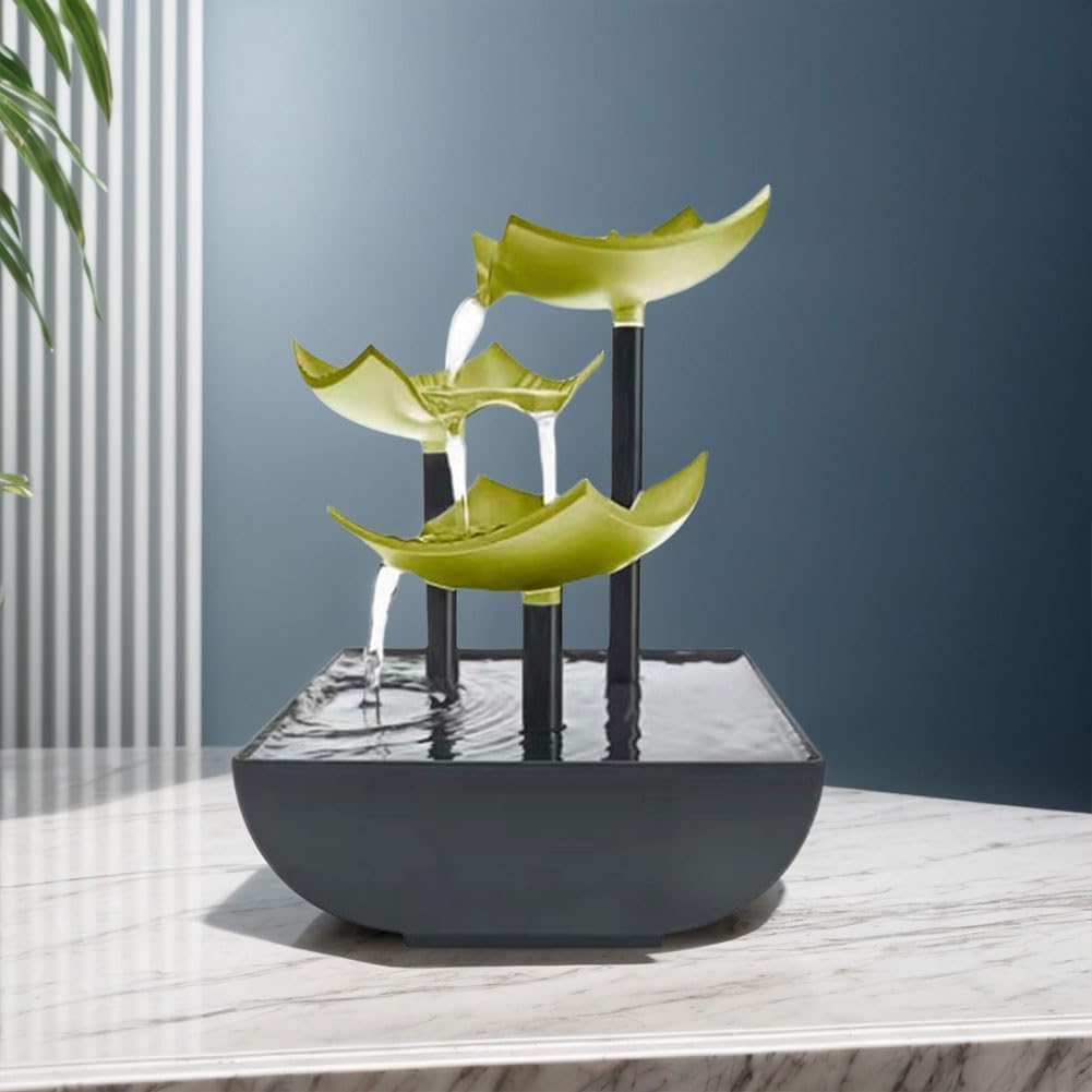 Tabletop Water Fountain with LED Light for Indoor Relaxation