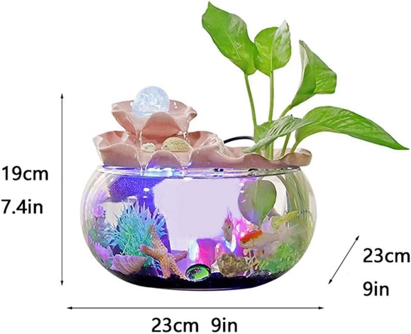 White Tabletop Fountain with Lotus Design for Home Decor