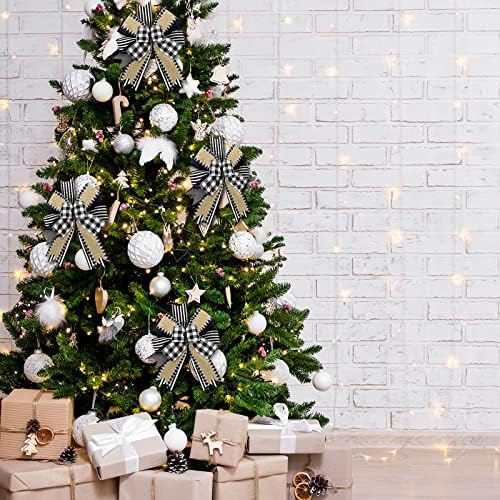 Whaline 2 Pack White Black Buffalo Plaids Wreath Bows