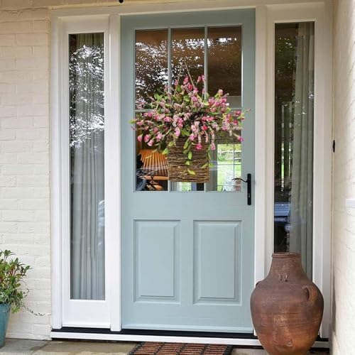 Hydrangea Door Hanging Basket Wreath - Pink Durable and Elegant