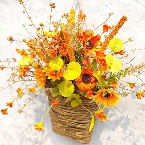 Fall Front Door Flower Basket 137in Autumn Wreath Decor