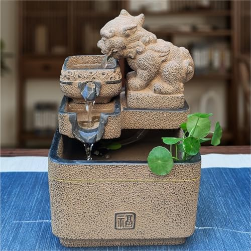 Eexbz Tabletop Water Fountain Home Office Decor