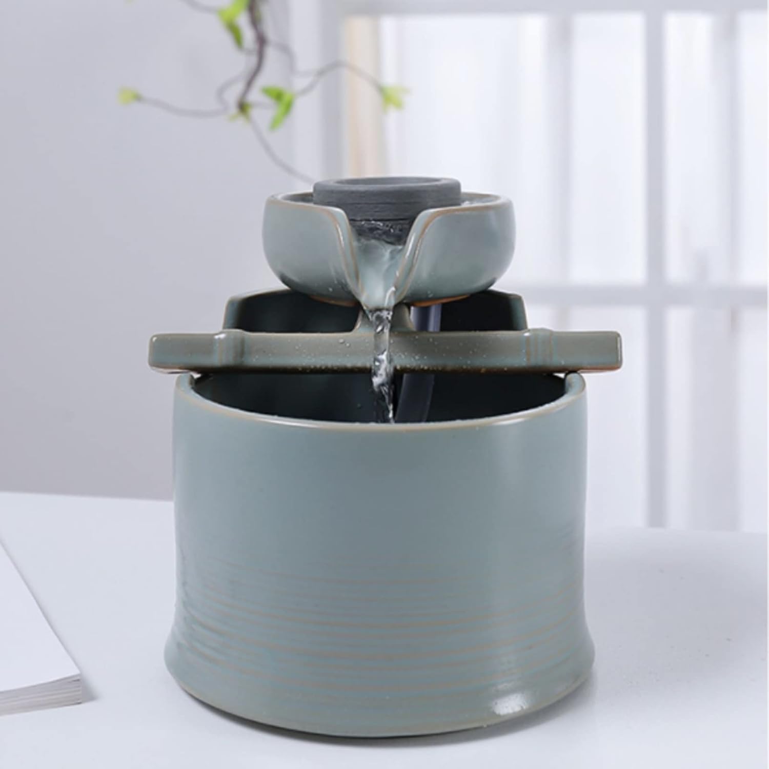 HASMI Brass Mini Ceramic Tabletop Fountain