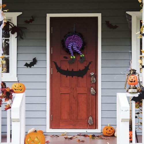 Halloween Witch Leg Wreath Front Door Decor