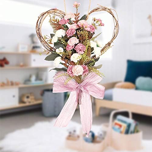 Artificial Carnations Wreath 14 Inch Front Door Decor