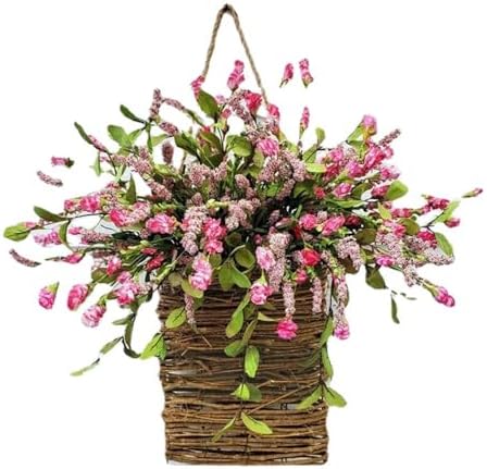 Wildflower Door Wreath Spring Summer Decor Farmhouse Welcome Sign for Home Wedding Mothers Day and Seasonal Celebrations