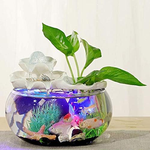 White Tabletop Fountain with Lotus Design for Home Decor
