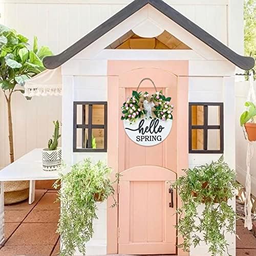 Vofuly 3D Hello Door Wreath - Pink Purple Floral 12 Inch