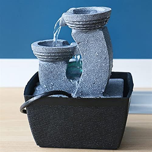GLigeT Tabletop Fountain Resin Rock Three Layers Flowing Water Decor