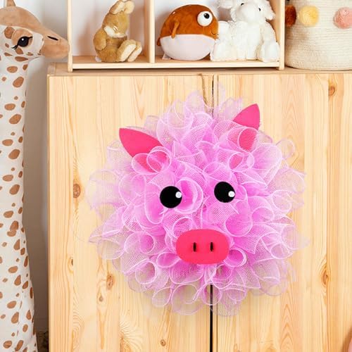 Pink Pig Door Wreath Wall Decor