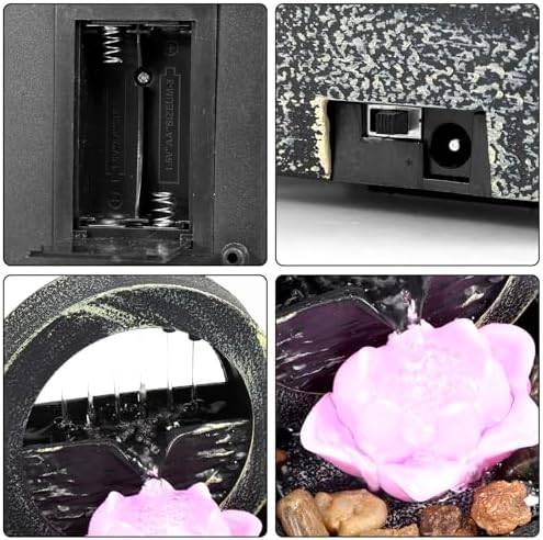 Zen Mini Tabletop Fountain with Light and Waterfall Sound