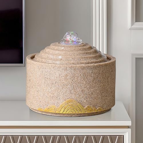 White Sandstone Tabletop Fountain for Home Office Decor