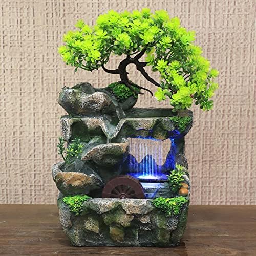 Goudergo Tabletop Waterfall Fountain with LED Lighting