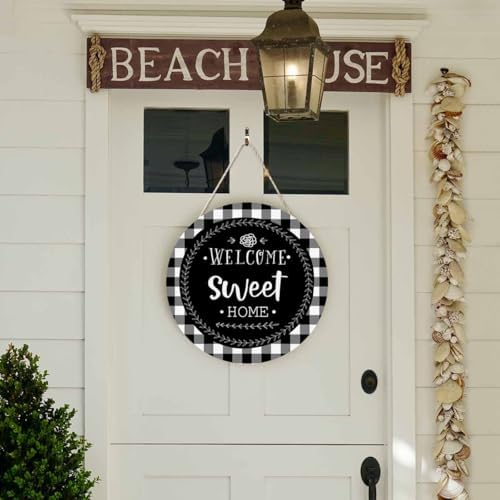 Welcome Wreath for Front Door Porch 12in Round Wall Decor