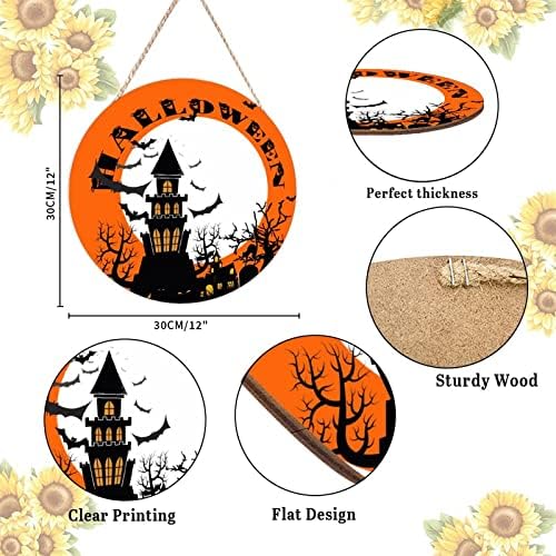 Halloween Door Hanger Wood Sign 12x12in