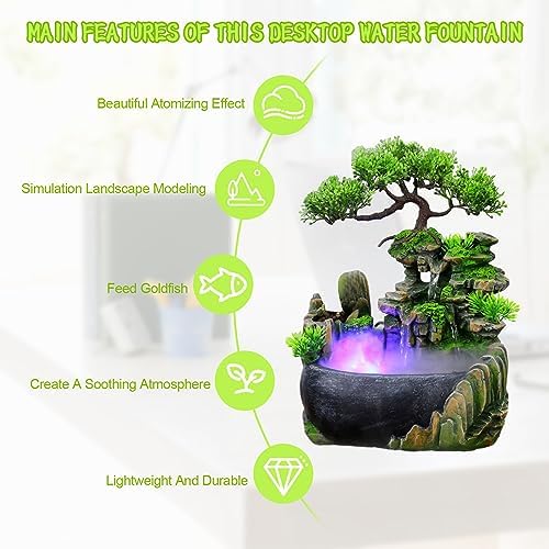Elegant LED Water Fountain with Humidifier and Pump
