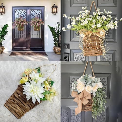 Cream Hydrangea Door Wreath Basket Hanger for Front Door Spring Decor