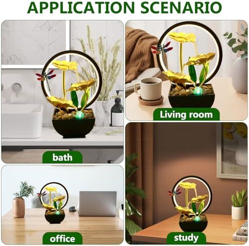 Dragonfly Tabletop Water Fountain with LED Ring Light and Humidifier