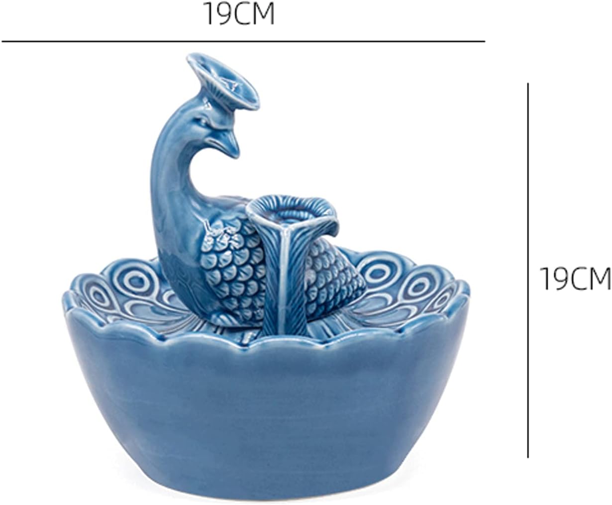 Peacock Tabletop Fountain Ceramic Indoor Decor