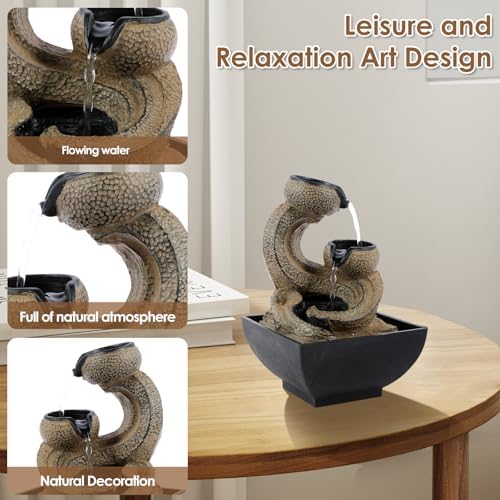 Modern Resin Tabletop Water Fountain for Indoor Relaxation