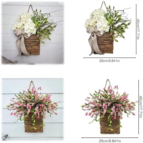 Cream Hydrangea Door Hanger Basket Wreath