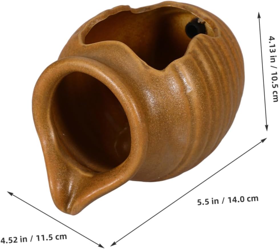 Classic Yellow Tabletop Fountain Ceramic Water Jar Indoor Zen Decor