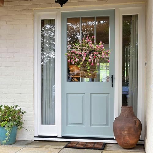 Wildflower Door Wreath Spring Summer Decor Farmhouse Welcome Sign for Home Wedding Mothers Day and Seasonal Celebrations