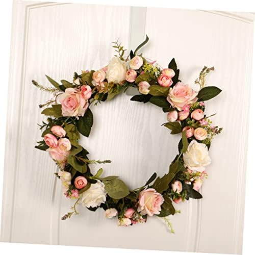 PRETYZOOM Artificial Rose Wreath Door Decor