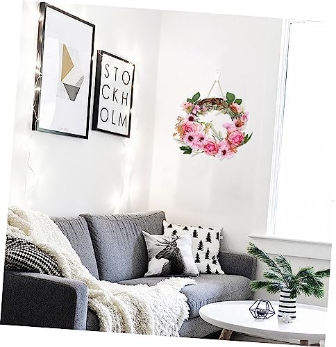 Realistic Peony Flower Wreath Door Decor Hanger Spring Garland Over Door Hanging Wreath