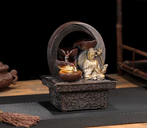 Seyee Bro Tabletop Water Fountain Buddha Statue Humidifier