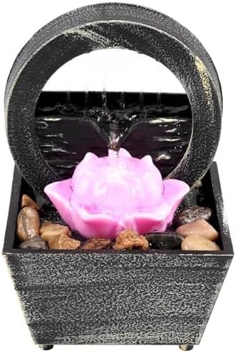 Zen Mini Tabletop Fountain with Light and Waterfall Sound