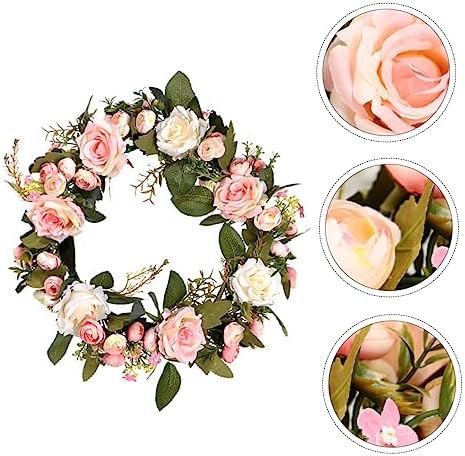 PRETYZOOM Artificial Rose Wreath Door Decor