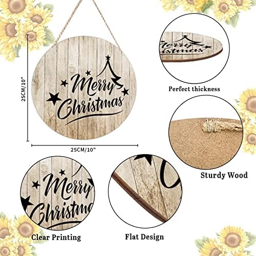 Farmhouse Front Door Hanger Christmas Decor Round Wood Sign Funny 10x10