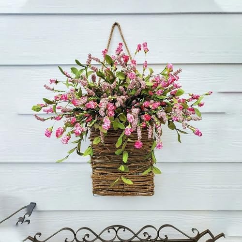 HELLORSO Spring Peony Door Decor Wreath Basket