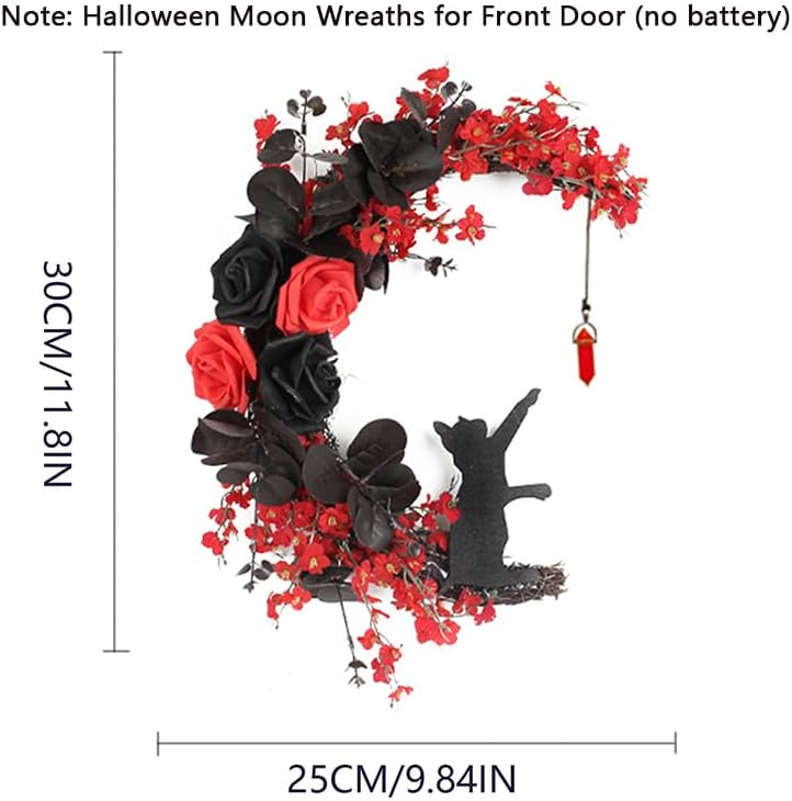 Black Cat Halloween Wreath with Lights