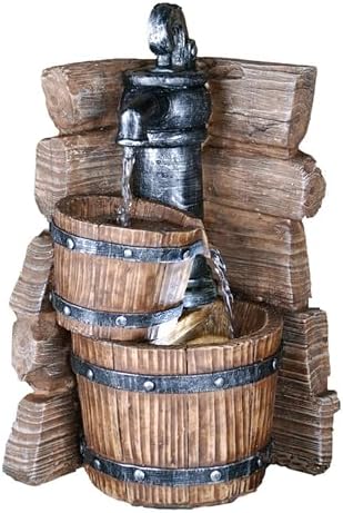 Benjara Tay 12 Inch Tabletop Water Fountain with LED Light