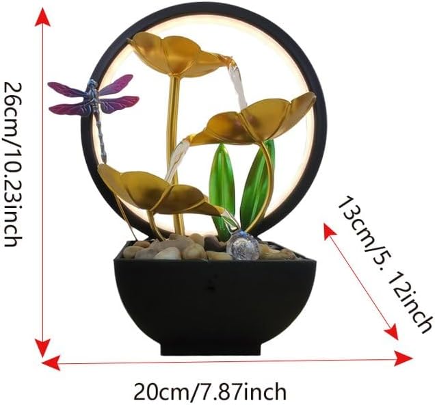 Huniruyo Tabletop Water Fountain with LED Ring Light
