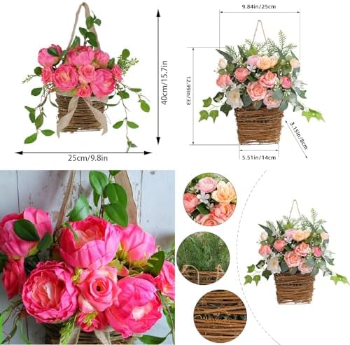 Cream Hydrangea Door Hanger Basket Wreath