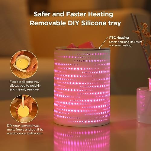 Wax Melt Warmer Ceramic Oil Burner with Timer and LED Color Changing