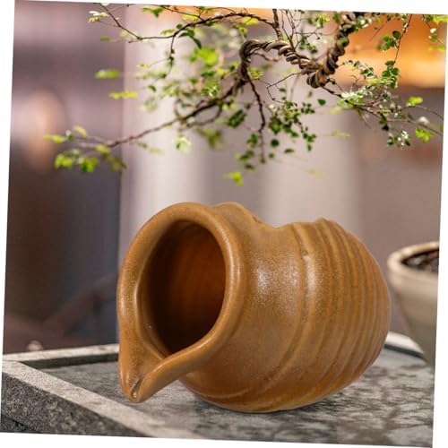 Classic Yellow Tabletop Fountain Ceramic Water Jar Indoor Zen Decor